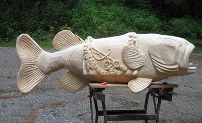 Large Mouth Bass Wood Carving
